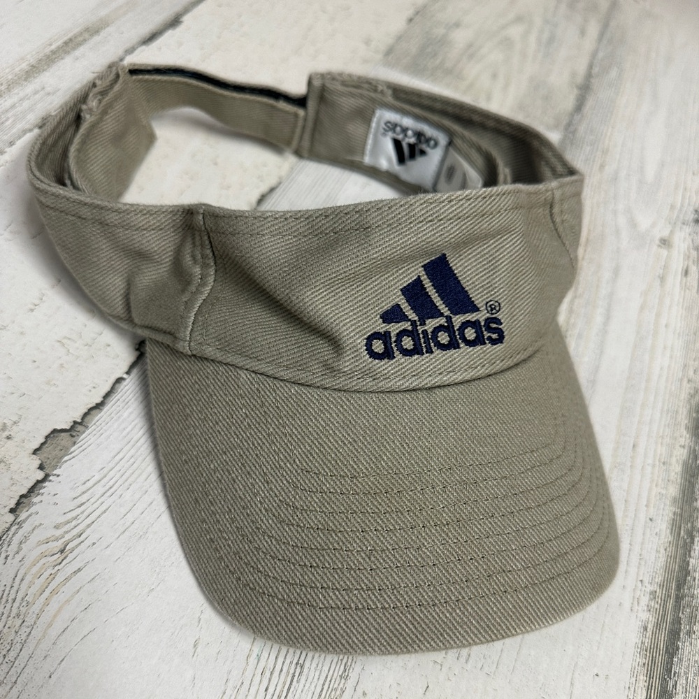 Adidas Tan Navy Embroidered‎ Visor Strapback Golf Hat Womens Adjustable